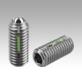 Spring plungers with hex socket and ball, heavy spring force, stainless steel, with thread lock