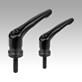 Clamping levers, zinc with external thread and clamping force intensifier, satin finish