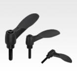 Clamping levers 2K with external thread, threaded pin black oxidised steel