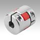 Elastomer dog couplings with clamp hubs, stainless steel