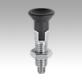 Indexing plungers ECO, steel or stainless steel, with plastic mushroom grip, locking slot and locknut