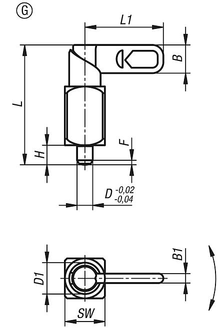 Cam-action indexing plungers, stainless steel with square sleeve, Form G, without grip cap