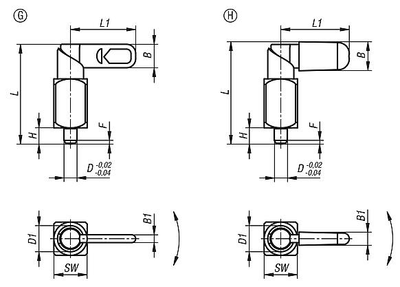 Cam-action indexing plungers, stainless steel with square sleeve