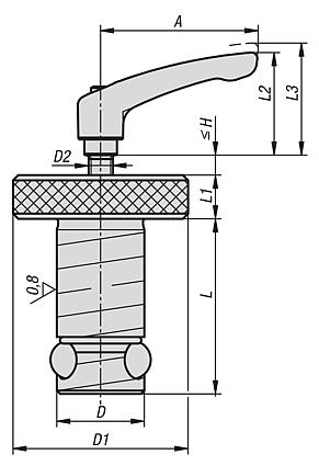 Locating cylinders Ball Lock, steel with clamping lever