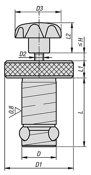 Locating cylinders Ball Lock, steel with star grip