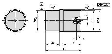 Centring pins for central hole