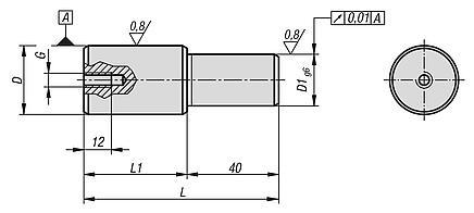 Centring pins for aligning hole