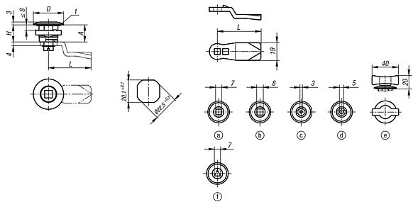 Quarter-turn locks, stainless steel small version