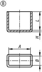 Protective caps, plastic for square tubes, Form B, rectangular