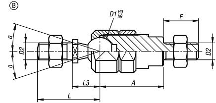 Articulações axiais para forças de tração reguláveis, Forma B