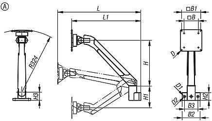 Monitor bracket, aluminium, height adjustable
4 or 5 axis, Form A, 4 axis