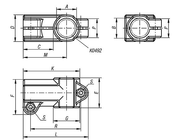 Tube clamps T-angle plastic