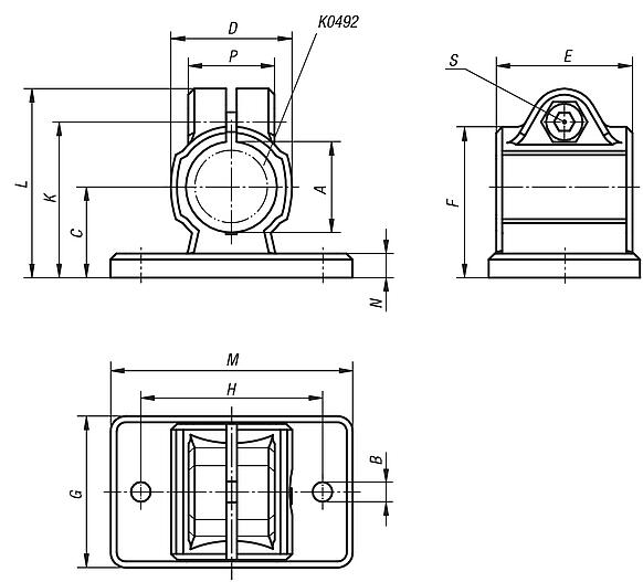 Tube clamps, flange, plastic