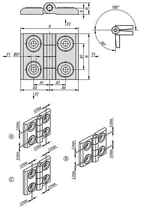 Hinges die-cast zinc adjustable