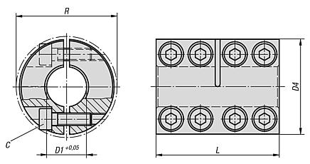 Rigid couplings two-piece