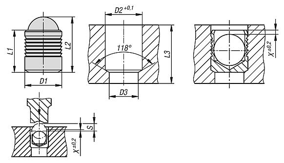 Sealing plug sleeve stainless steel, ball steel