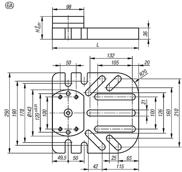 UNILOCK 5-axis base plates for general clamping, large version, system size 80 mm