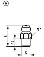 Grease nipples conical head DIN 71412 to press in, Form A