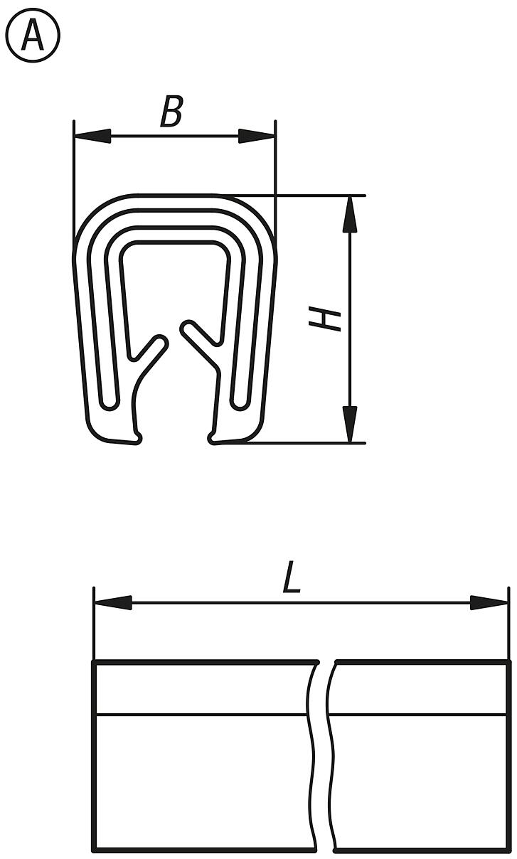 Perfis para proteção de cantos e bordas de silicone com faixa de fixação de aço inoxidável integrada em conformidade com a FDA, forma A