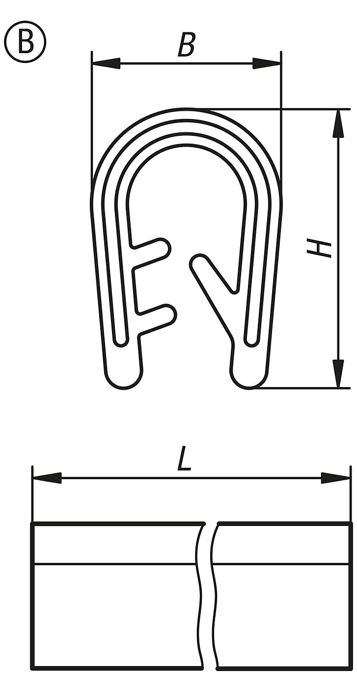 Perfis para proteção de cantos e bordas de silicone com faixa de fixação de aço inoxidável integrada em conformidade com a FDA, forma B