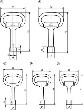 Keysfor latches and locks