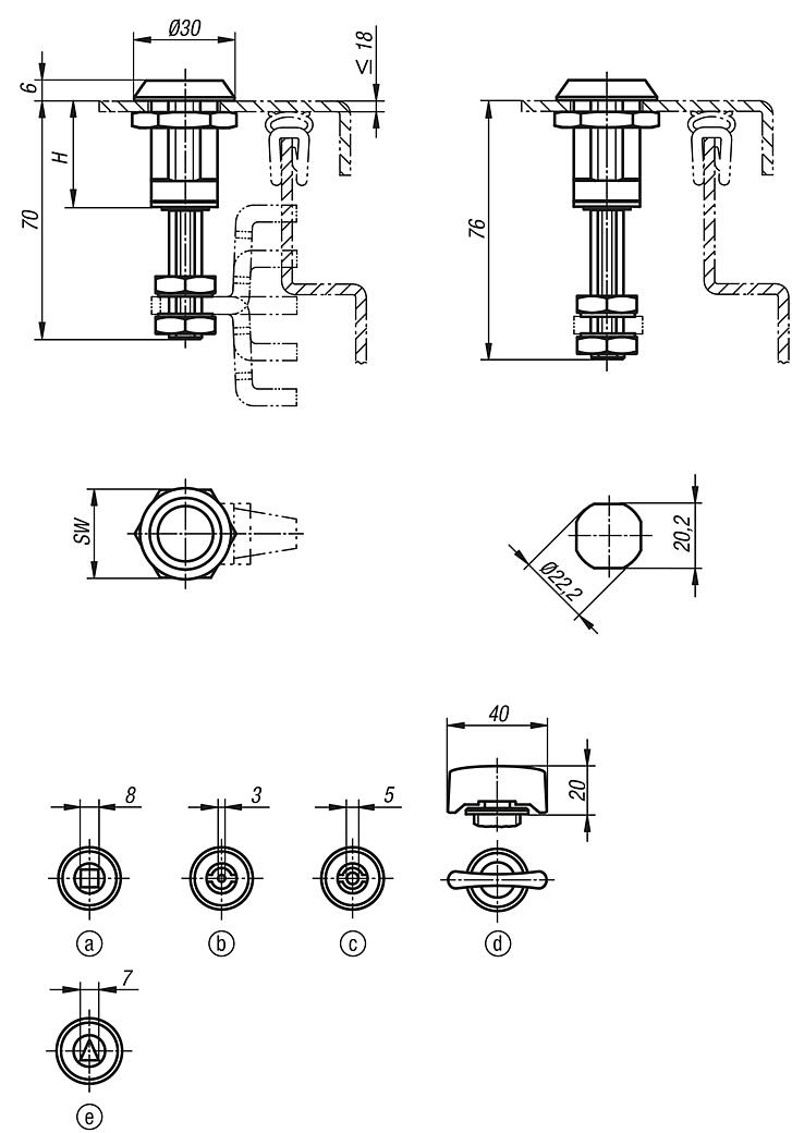 Fechos lingueta de compressão de zinco com altura de lingueta regulável